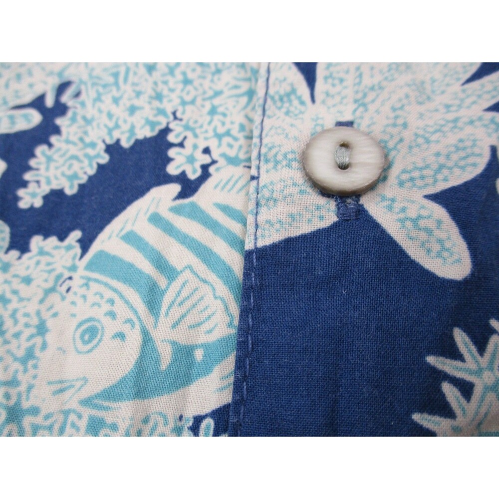 Tori Richard Shirt Men 2XL Blue Fish Coral Reef Hawaiian Cotton Lawn Button Up - Picture 5 of 10